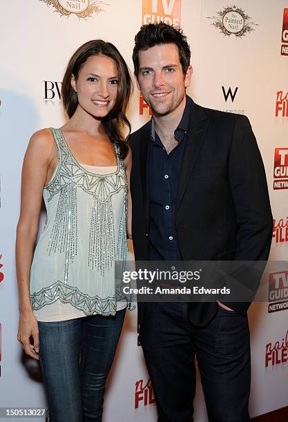 Actress Laura Perloe and singer Chris Mann arrive at the Nail Files Season 2 Premiere Party at Station Hollywood at W Hollywood Hotel on August 19,...