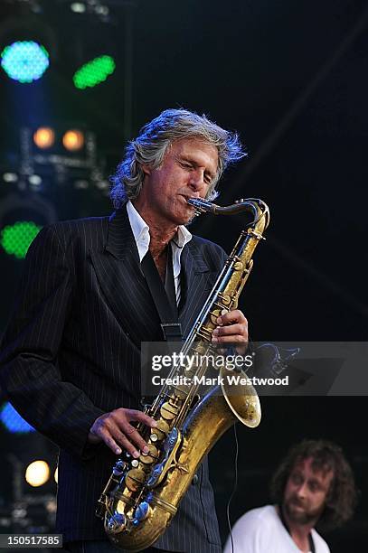 Chris White and Terence Reis of The Straits perform on stage during 80's Rewind Festival on August 19, 2012 in Henley-on-Thames, United Kingdom.