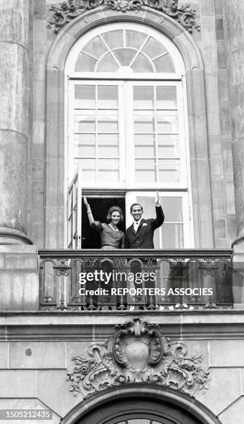 Anne-Marie de Danemark et Constantin II de Grèce à Copenhague, le 8 septembre 1964.