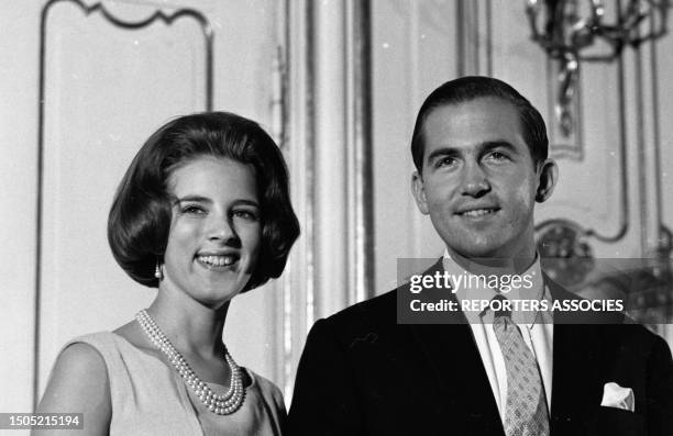 Anne-Marie de Danemark et Constantin II de Grèce à Copenhague, le 8 septembre 1964.