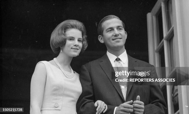 Anne-Marie de Danemark et Constantin II de Grèce à Copenhague, le 8 septembre 1964.