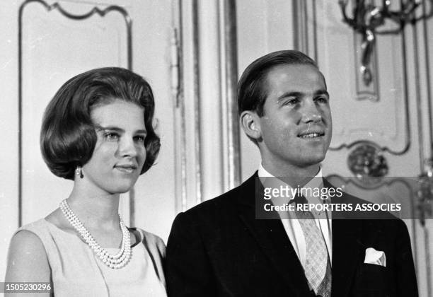 Anne-Marie de Danemark et Constantin II de Grèce à Copenhague, le 8 septembre 1964.
