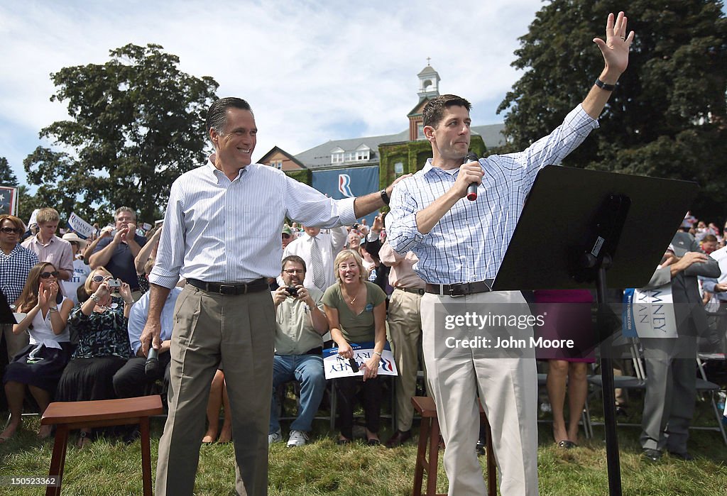 Romney And Ryan Attend Town Hall Meeting In New Hampshire