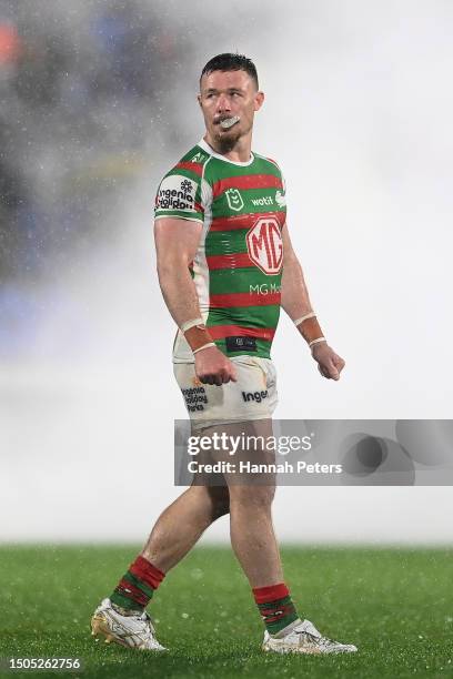 Damien Cook of the Rabbitohs looks on during the round 18 NRL match between New Zealand Warriors and South Sydney Rabbitohs at Mt Smart Stadium on...