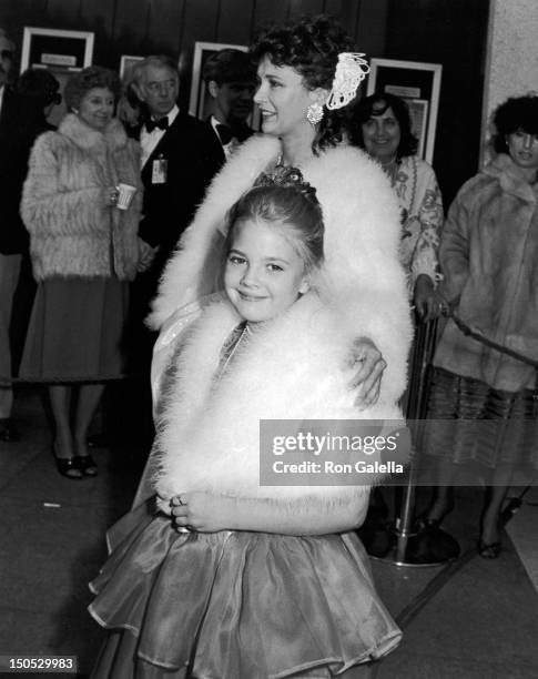 Drew Barrymore and mother Jaid Barrymore attend 55th Annual Academy Awards on April 11, 1983 at the Dorothy Changler Pavilion in Los Angeles,...