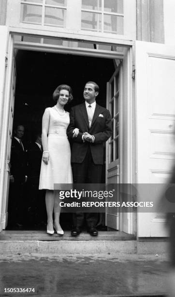 Anne-Marie de Danemark et Constantin II de Grèce à Copenhague, le 8 septembre 1964.