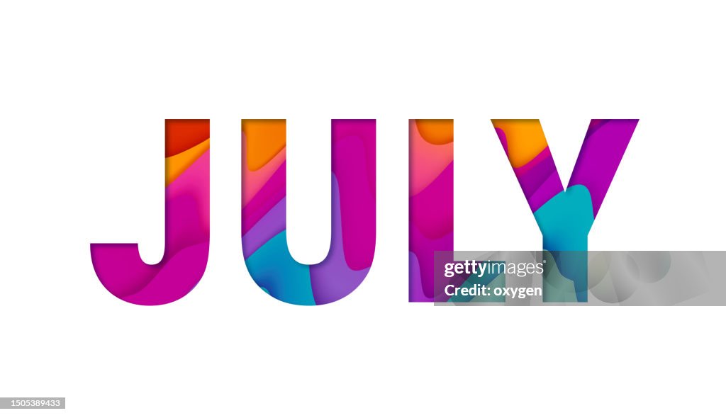 July Style Lettering July Typography Design The Lettering July Paper Layered Summer Abstract ...