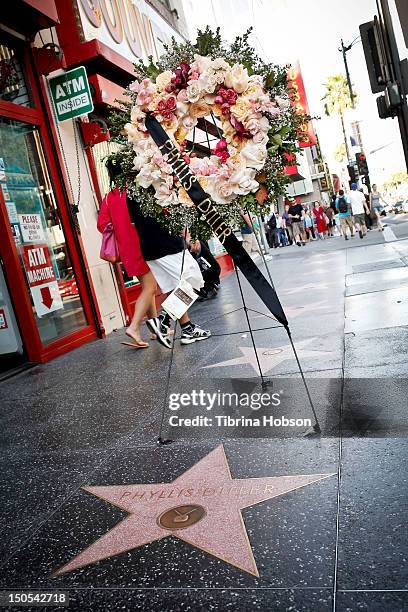 Phyllis Diller remembered on the Hollywood Walk of Fame on August 20, 2012 in Hollywood, California.