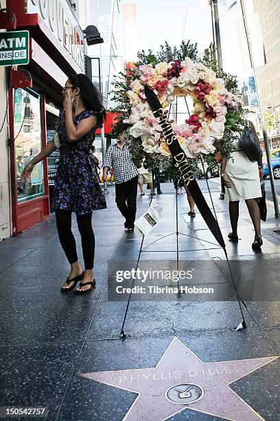 Phyllis Diller remembered on the Hollywood Walk of Fame on August 20, 2012 in Hollywood, California.