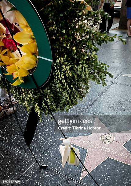 Phyllis Diller remembered on the Hollywood Walk of Fame on August 20, 2012 in Hollywood, California.