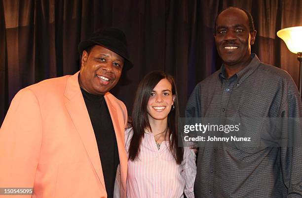 Radio personality Jeff Foxx, singer Jill Criscuolo and radio personality Fred Mills visit "The Jeff Foxx Radio Show" on August 20, 2012 in West...