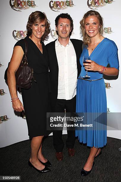 Katherine Grainger, Nick Moran and Anna Watkins attend the 'Carousel - Press Night - Curtain Call' at Barbican Theatre on August 20, 2012 in London,...