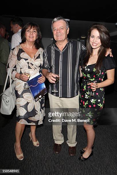 Tony Blackburn , wife Debbie Blackburn and daughter Victoria Blackburn attend the 'Carousel - Press Night - Curtain Call' at Barbican Theatre on...