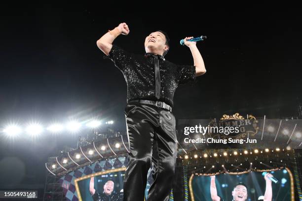 Singer PSY performs on stage during his "Soak Show SUMMER SWAG 2023" on June 30, 2023 in Seoul, South Korea.