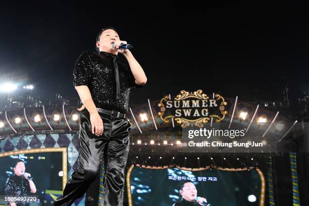 Singer PSY performs on stage during his "Soak Show SUMMER SWAG 2023" on June 30, 2023 in Seoul, South Korea.