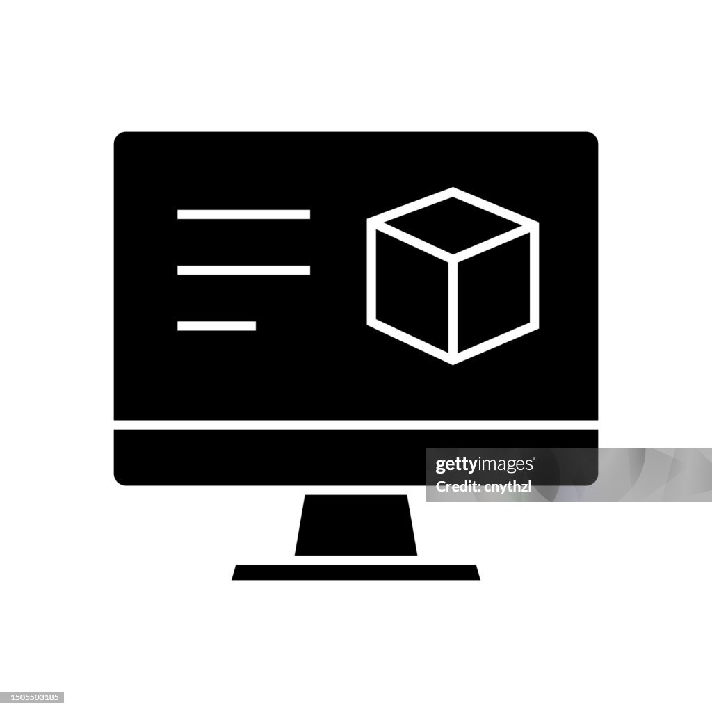 3D Modelling Icon Solid Style. Vector Icon Design Element for Web Page, Mobile App, UI, UX Design
