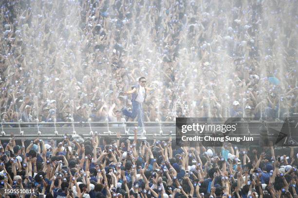 Singer PSY performs on stage during his "Soak Show SUMMER SWAG 2023" on June 30, 2023 in Seoul, South Korea.