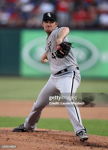 Philip Humber of the Chicago White Sox pitches against the Texas Rangers against the on July 28, 2012 at the Rangers Ballpark in Arlington in...