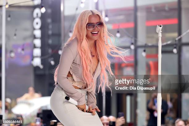 Karol G performs on NBC's "Today" at Rockefeller Plaza on June 30, 2023 in New York City.