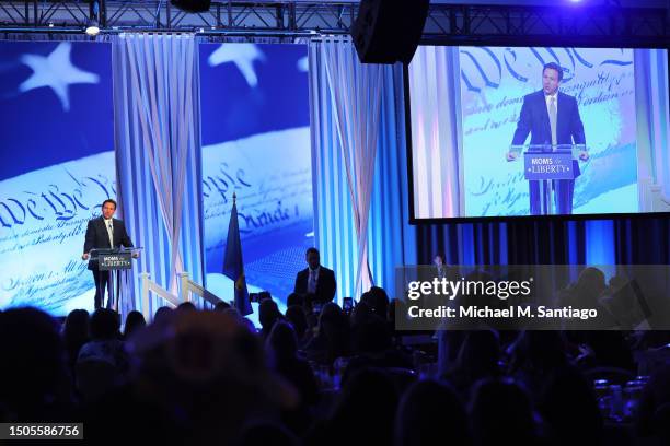 Republican presidential candidate Florida Gov. Ron DeSantis speaks during the Moms for Liberty Joyful Warriors national summit at the Philadelphia...