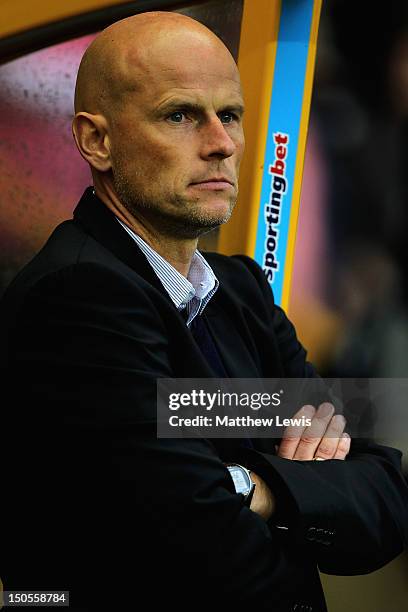 Stale Solbakken, manager of Wolverhampton Wanderers looks on during the npower Championship match between Wolverhampton Wanderers and Barnsley at...