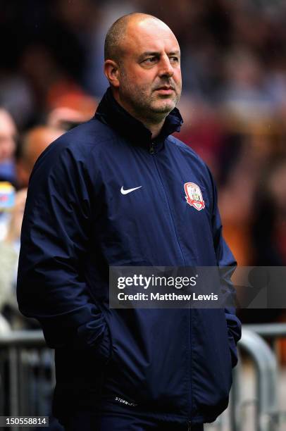 Keith Hill, manager of Barnsley looks on during the npower Championship match between Wolverhampton Wanderers and Barnsley at Molineux on August 21,...