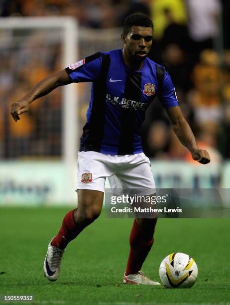 Scott Golbourne of Barnsly in action during the npower Championship match between Wolverhampton Wanderers and Barnsley at Molineux on August 21, 2012...