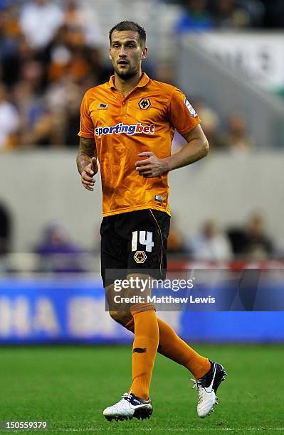 Roger Johnson of Wolverhampton Wanderers in action during the npower Championship match between Wolverhampton Wanderers and Barnsley at Molineux on...