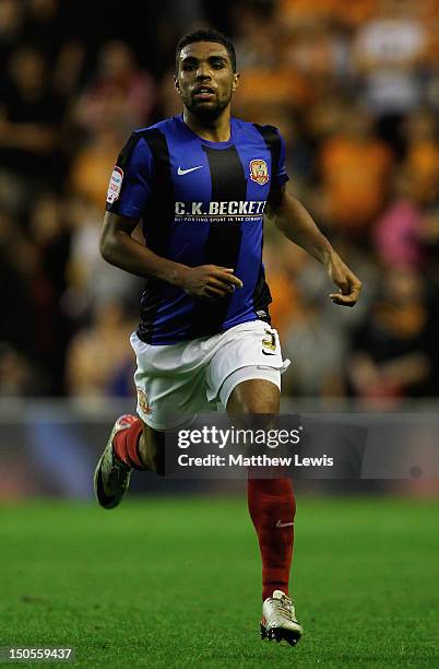 Scott Golbourne of Barnsly in action during the npower Championship match between Wolverhampton Wanderers and Barnsley at Molineux on August 21, 2012...