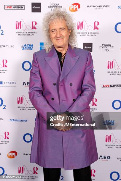 Brian May poses in the winners room during the Nordoff and Robbins O2 Silver Clef Awards 2023 at JW Marriott Grosvenor House on June 30, 2023 in...