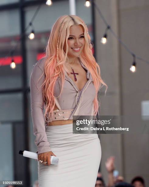 Karol G performs on NBC's "Today" at Rockefeller Plaza on June 30, 2023 in New York City.