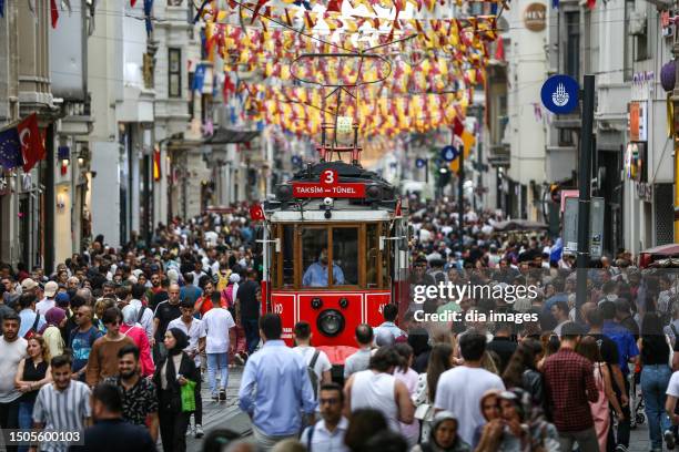 Local tourists came to Taksim Square during the Eid al-Adha holiday in Istanbul, Türkiye.