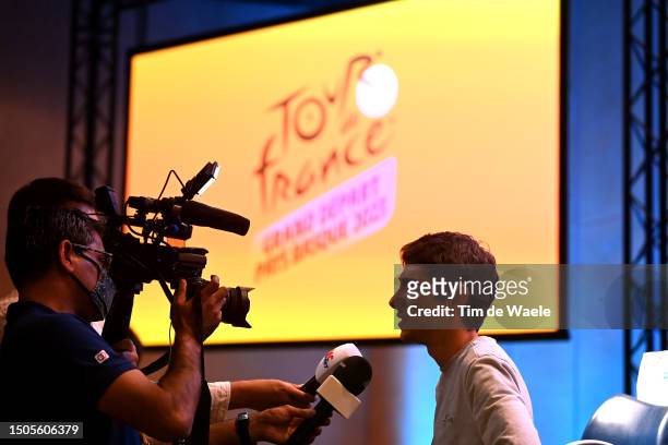 Guillaume Martin of France and Team Cofidis attends to the "Top Riders Press Conference" ahead of the 110th Tour de France 2023 on June 30, 2023 in...