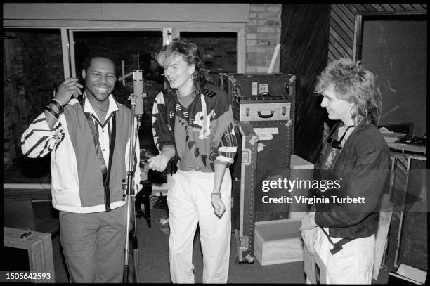 Nile Rodgers, John Taylor and Nick Rhodes of Duran Duran in Maison Rouge Studios, London.