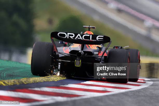 Max Verstappen of the Netherlands driving the Oracle Red Bull Racing RB19 on track during qualifying ahead of the F1 Grand Prix of Austria at Red...