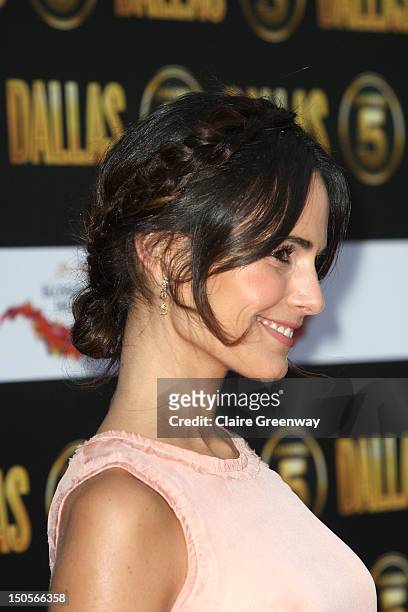 Actress Jordana Brewster arrives at the launch party for the new Channel 5 television series of 'Dallas' at Old Billingsgate on August 21, 2012 in...