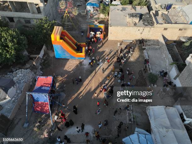 Play Park was opened for children of earthquake victims on June 30, 2023 in Cinderis, Afrin, Syria.
