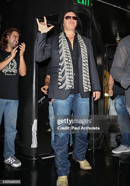 Gene Simmons of the Rock Band KISS attends the launch of the KISS Monster Book at the Viper Room on August 21, 2012 in West Hollywood, California.