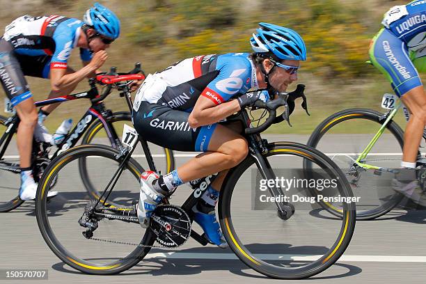 David Zabriskie of the USA riding for Garmin-Sharp descends the Cerro Summit as they ride in the breakaway during stage two of the USA Pro Challenge...