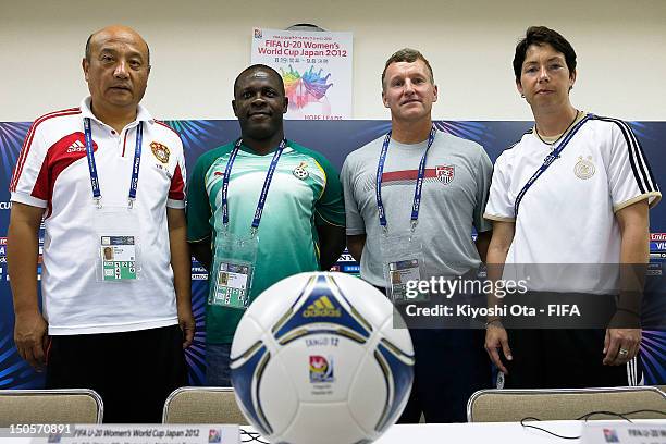 Head coach Yin Tiesheng of China, head coach Robert Sackey of Ghana, head coach Steve Swanson of USA and head coach Maren Meinert of Germany pose at...