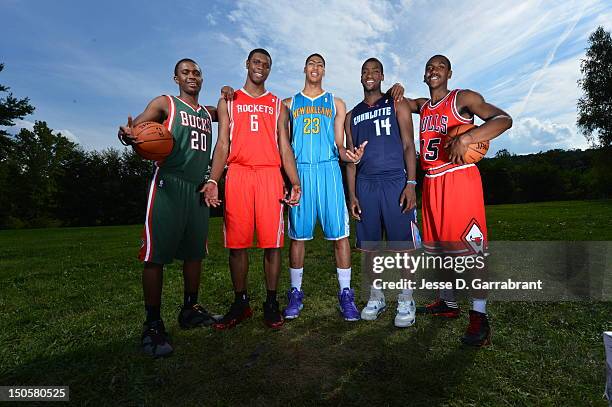 Doron Lamb of the Milwaukee Bucks,Terrence Jones of the Houston Rockets, Anthony Davis of the New Orleans Hornets, Michael Kidd-Gilchrist of the...