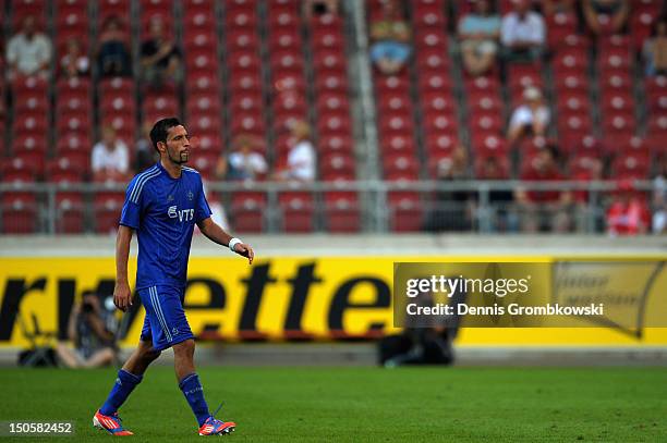 Kevin Kuranyi of Moscow leaves the pitch during the UEFA Europa League Qualifying Play-Off match between VfB Stuttgart and FC Dynamo Moscow at...
