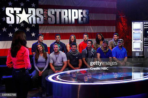 Search and Destroy" Episode 103 -- Pictured: Co-Host Samantha Harris ; Font row: Eve Torres, Grady Powell, Nick Lachey, Tom Stroup, Dean Cain, Chris...