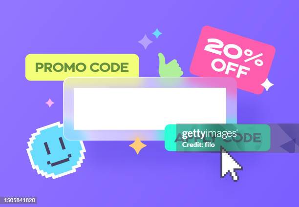 illustrazioni stock, clip art, cartoni animati e icone di tendenza di codice promozionale codice promozionale sconto coupon - crittografia