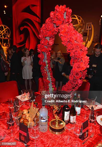 The Emmy Governors Ball table setting at the 64th Annual Primetime Emmy Awards Governors Ball preview at Academy of Television Arts & Sciences on...