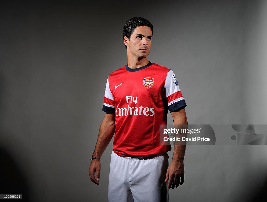 Arsenal Tea Photo Mikel Arteta of Arsenal poses for a photo during the Arsenal Team ...