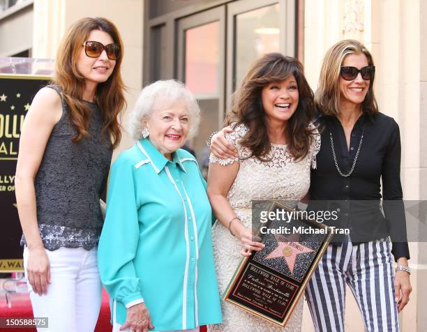 Jane Leeves, Betty White, Valerie Bertinelli and Wendie Malick attend the ceremony honoring Valerie Bertinelli with a Star on The Hollywood Walk of...
