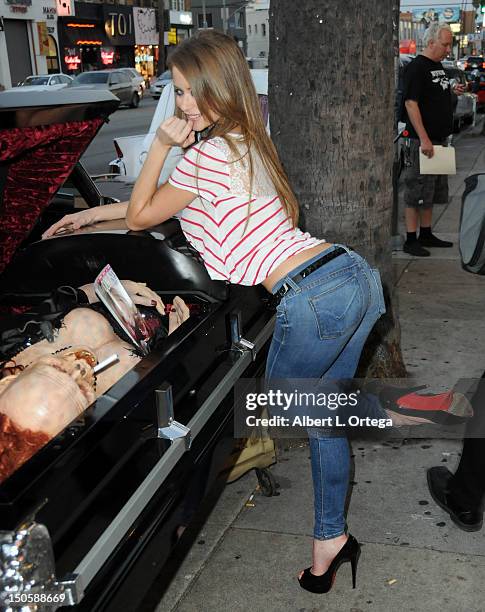 Adult film actress Emily Addison at the "Girls And Corpses" Magazine Summer Issue Signing Event held at Meltdown Comics and Collectibles on August...