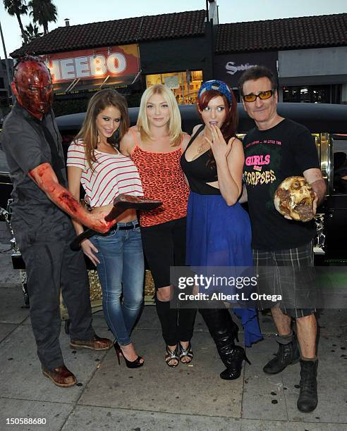 Actor David Backus, Adult film actresses Emily Addison, actress Diane Foster, Veronica Ricci and publisher Robert Steven Rhine at the "Girls And...