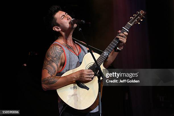 Justin Young performs at The Greek Theatre on August 19, 2012 in Los Angeles, California.